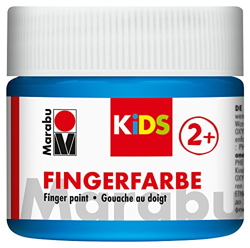 Marabu 03030050253 - Kids Fingerfarbe blau 100 ml, Fingermalfarbe auf Wasserbasis, parabenfrei, vegan, laktosefrei, glutenfrei, geeignet zum Malen in Kindergarten, Schule, Therapie und zu Hause von Marabu