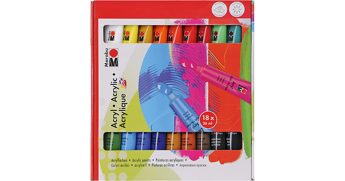 Acrylfarben-Set, 18 x 36 ml Acrylfarben-Set, 18 x 36 ml von Marabu