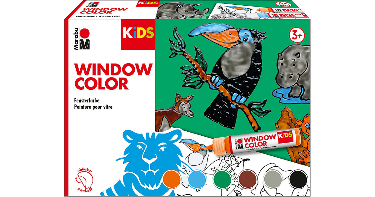 KIDS Window Color Set DSCHUNGEL, 6 x 25 ml mehrfarbig von Marabu