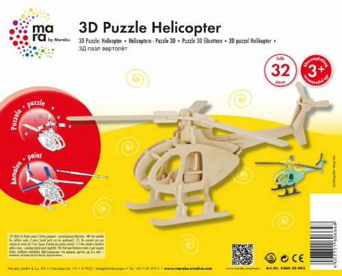 Mara by Marabu 046000003 - Helicopter, 3D Puzzle, 32-Teile von Marabu