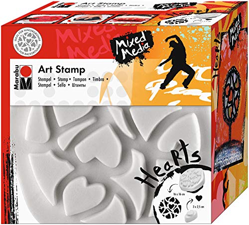 Marabu 0272000000003 - Art Stamp Hearts, feinporiger Motivstempel für Bordüren und Hintergründe, ideal für Mixed Media Projekte auf Leinwand, Papier und Holz, ca. 16 x 16 cm Marabu 0272000000003 - Art Stamp Hearts, feinporiger Motivstempel für Bordüren und Hintergründe, ideal für Mixed Media Projekte auf Leinwand, Papier und Holz, ca. 16 x 16 cm von Marabu