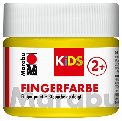 Marabu 03030050019 - Kids Fingerfarbe gelb 100 ml, Fingermalfarbe auf Wasserbasis, parabenfrei, vegan, laktosefrei, glutenfrei, geeignet zum Malen in Kindergarten, Schule, Therapie und zu Hause von Marabu