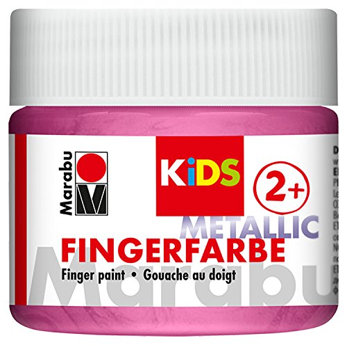 Marabu 03030050733 - Kids Fingerfarbe metallic rosa 100 ml, Fingermalfarbe auf Wasserbasis, parabenfrei, vegan, laktosefrei, glutenfrei, zum Malen in Kindergarten, Schule, Therapie und zu Hause von Marabu