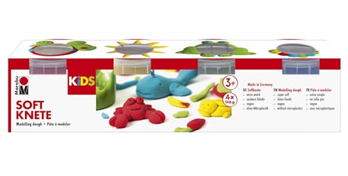 Marabu 0312000000003 - KiDS Soft Knete, 4 x 140 g Kinderknete in Gelb, Rot, Grün, Blau, Knetmasse für Kinder ab 3 Jahre, vegan, eiweiß-, erdnuss- und laktosefrei Marabu 0312000000003 - KiDS Soft Knete, 4 x 140 g Kinderknete in Gelb, Rot, Grün, Blau, Knetmasse für Kinder ab 3 Jahre, vegan, eiweiß-, erdnuss- und laktosefrei von Marabu
