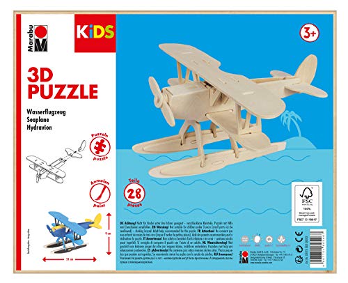 Marabu 317000000002 - KiDS 3D Holzpuzzle Wasserflugzeug, mit 28 Puzzleteilen aus FSC-zertifiziertem Holz, ca. 21 x 9 cm groß, einfache Stecktechnik, zum individuellen Bemalen und Gestalten Marabu 317000000002 - KiDS 3D Holzpuzzle Wasserflugzeug, mit 28 Puzzleteilen aus FSC-zertifiziertem Holz, ca. 21 x 9 cm groß, einfache Stecktechnik, zum individuellen Bemalen und Gestalten von Marabu