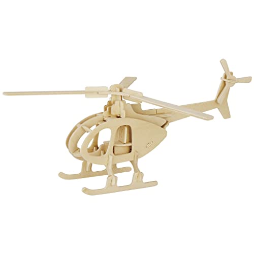 Marabu 317000000003 - KiDS 3D Holzpuzzle Hubschrauber, mit 32 Puzzleteilen aus FSC-zertifiziertem Holz, ca. 26 x 13 cm groß, einfache Stecktechnik, zum individuellen Bemalen und Gestalten von Marabu