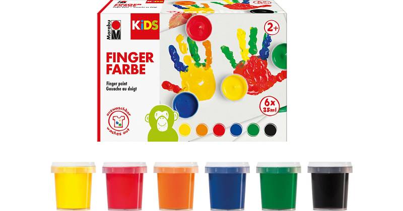 Marabu KiDS Fingerfarbe 6er Set, 6 x 35 ml von Marabu