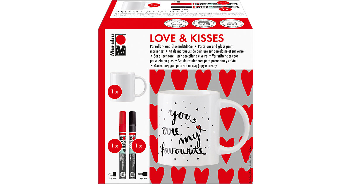 "Porzellan & Glas Farben Tassenset ""Love & Kisses""" "Porzellan & Glas Farben Tassenset ""Love & Kisses""" von Marabu