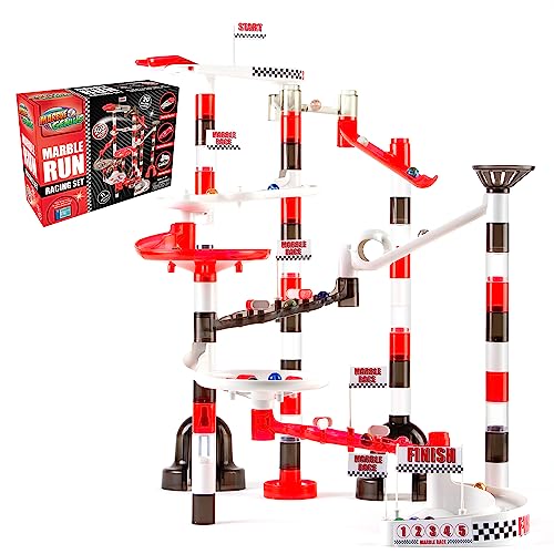 Marble Genius Murmelbahn Racing Set: 200-teilige Murmelbahn Racing Set Spielzeug Kinder, Murmeln Labyrinth Turm Bauklötze, Murmelbahn Rolling Game, pädagogische Lernen STEM Spielzeug Geschenk, Racing von Marble Genius