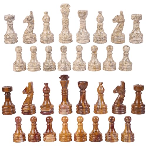 Schachfiguren – Komplett-Set mit gewichteten Marmorteilen, 30,5 x 30,5 cm, Marmor-Schachbrett-Kompatibilität, zeitlose Eleganz in Schachfiguren, Stein (Koralle & Braun) von Marble Hives