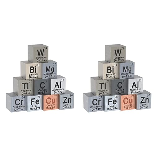 Marclix 20-Teilige MetallelementwüRfel - DichtewüRfel-Set für die Sammlung des Periodensystems der Elemente - (0,39/10 Mm) von Marclix