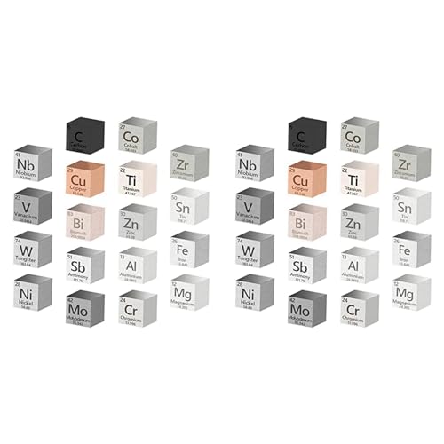 Marclix 36 Stück Würfel Aus Metallelementen mit Dichte,99,99% Hochrein,Sammlung des Periodensystems Der Elemente (0,39/10 mm) von Marclix