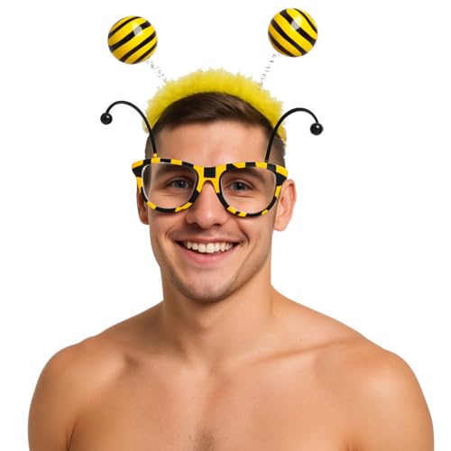 Marco Porta Bienen Kostüm-Set mit Haarreif und Sonnenbrille, Schwarz-Gelb gestreift von Marco Porta