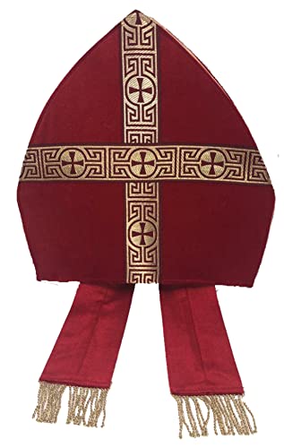 Marco Porta Bischofsmütze mit Bändern Samt rot Mitra goldenes Band Marco Porta Bischofsmütze mit Bändern Samt rot Mitra goldenes Band von Marco Porta