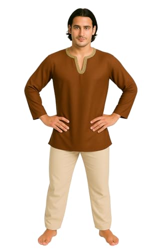 Marco Porta Orient-Kostüm für Herren, 2-teilig, Braunes Oberteil mit Goldborte & Beige Hose, XL, Karnevalskostüm Marco Porta Orient-Kostüm für Herren, 2-teilig, Braunes Oberteil mit Goldborte & Beige Hose, XL, Karnevalskostüm von Marco Porta