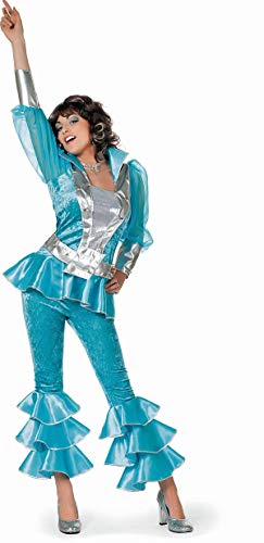 TH-MP 70er Jahre Damen Kostüm 3-teilig Bekleidung Disco Queen Verkleidung Mottoparty (Aqua, 38) von Marco Porta