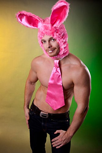 TH-MP Hasen Mütze mit Krawatte pink Einheitsgröße Mottoparty Junggesellenabschied Paintball Kostüm von Marco Porta
