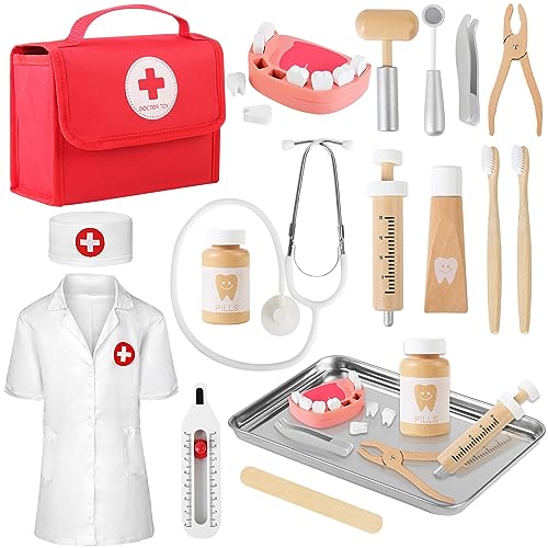 Mardo Arztkoffer Kinder Holz Doktorkoffer Kinder mit Echtem Stethoskop, Arztkittel und Doktortasche in Rot, Perfekt für Rollenspiele Zahnarzt Spielzeug Kinder Arztkoffer für Kinder ab 3 4 5 Jahren Mardo Arztkoffer Kinder Holz Doktorkoffer Kinder mit Echtem Stethoskop, Arztkittel und Doktortasche in Rot, Perfekt für Rollenspiele Zahnarzt Spielzeug Kinder Arztkoffer für Kinder ab 3 4 5 Jahren von Mardo