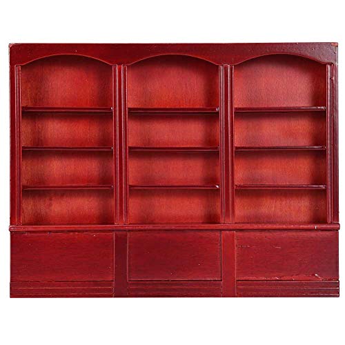 Marhynchus 1:12 Dollhouse Bücherregal Mini Bücherregal Displan Schrank Holzpuppenhaus Accessoires mit Guter Verarbeitung für Kinderpuppenhausdekoration (Rotbraun) von Marhynchus