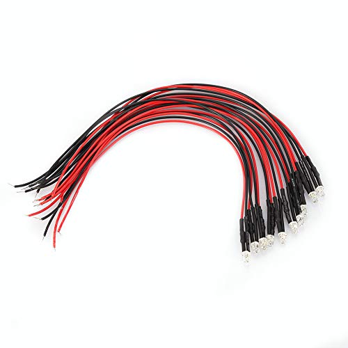 Marhynchus 10pcs 12 V 3 Mm LED -Licht Emittierende Diode Kabel Flexible Mehrfarbige LED -Lichtkabel, Energieeinsparung mit 20 cm Länge für Spielzeugauto Verwendung (weißes Haar #01) von Marhynchus