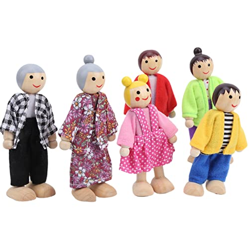 Marhynchus Familienpuppenzahlen Set von Miniaturkiefernspielzeugen für Rollenspiele, Puppenhaus -Bildungszubehör für von 1 Bis 7 Jahren (6 japanische und koreanische Puppen) von Marhynchus