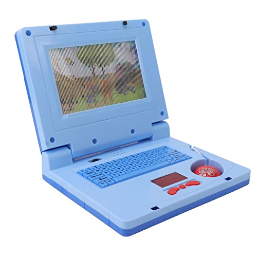Marhynchus Lernen Laptop Bildungsspielzeug mit 2 Musikclips 11 Soundeffekte LED -Bildschirm für Kleinkinder Mädchen Alter (Blaue, Nicht einziehbare Maus) von Marhynchus