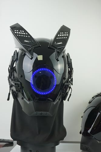 Cyberpunk Maske mit LED-Blaulicht & DIY-Anhänger-Set – Halbmaske für Techwear-Kostüme, Elektrische Maske mit Neon-Details und DJ-tauglichem Style Cyberpunk Maske mit LED-Blaulicht & DIY-Anhänger-Set – Halbmaske für Techwear-Kostüme, Elektrische Maske mit Neon-Details und DJ-tauglichem Style von Marikito
