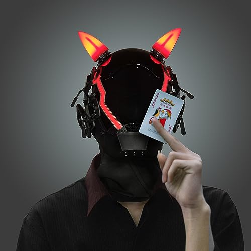 Marikito Cyberpunk Helm Maske, Cyberpunk Maske für Erwachsene, Cosplay Maske für Erwachsene mit Lichtleiste, Cosplay Kostüm Requisite für Weihnachten, Karneval, Cosplay Party von Marikito