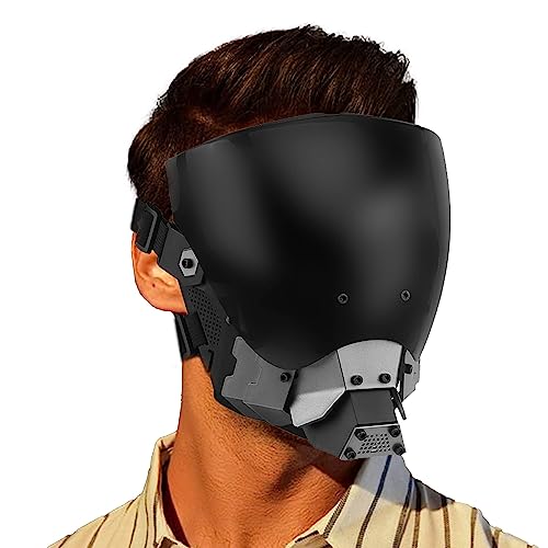 Marikito Cyberpunk Kommandanten Maske - Silikon-Cosplay mit Abnehmbaren Gläsern für Zwei Tragevarianten - Festliche Maske für Cosplay-Maskerade von Marikito