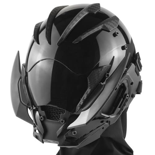 Marikito Cyberpunk Maske Für Herren, Flügel Der Zukunft, Halloween Cosplay Helm, Verstellbarer Haken, Geeignet Für Alle Erwachsenen. (Grau) von Marikito