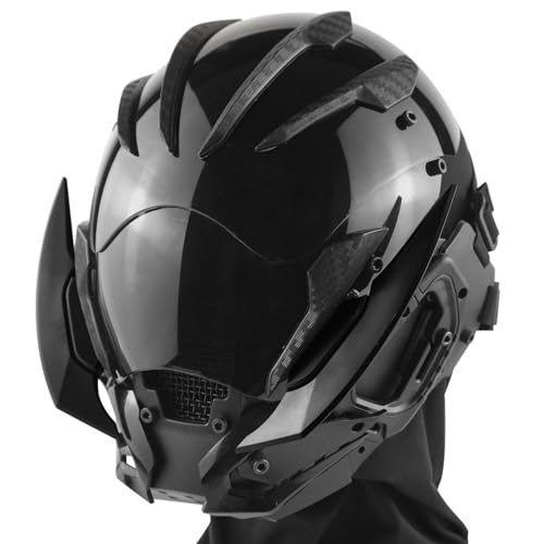 Marikito Cyberpunk Maske Für Herren, Flügel Der Zukunft, Halloween Cosplay Helm, Verstellbarer Haken, Geeignet Für Alle Erwachsenen. (Schwarz) von Marikito