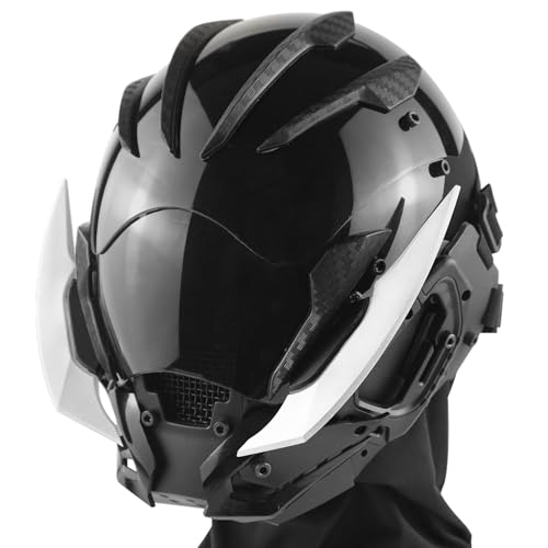 Marikito Cyberpunk Maske Für Herren, Flügel Der Zukunft, Halloween Cosplay Helm, Verstellbarer Haken, Geeignet Für Alle Erwachsenen. (Weiß) von Marikito