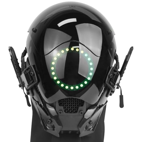 Marikito Cyberpunk Maske für Männer, Neon Schimmernde LED Maske, Perfekt für COSPLAY, Maske Fasching von Marikito