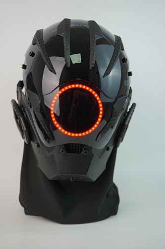Marikito Punk LED-Helm Maske, Coole Techwear Halbmaske mit Neon-LED für Fasching, Halloween & Cosplay (Gelb) von Marikito