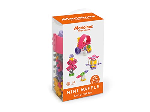 Marioinex Mini Waffle Constructor Rosa 70 Elemente - Waffelbausteine Kinder, Konstruktionsspielzeug, Bausteine Kinder, Montessori Spielzeug Ab 4 Jahre - Ostergeschenke Kinder von Marioinex