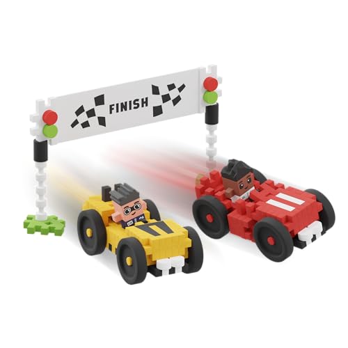 Marioinex Mini Waffle City Race 80 Elemente 2 Figuren - Steckspiel ab 4 Jahre, Waffelbausteine Kinder, Konstruktionsspielzeug, Montessori Bausteine, Motorikspielzeug - Ostergeschenke Kinder von Marioinex