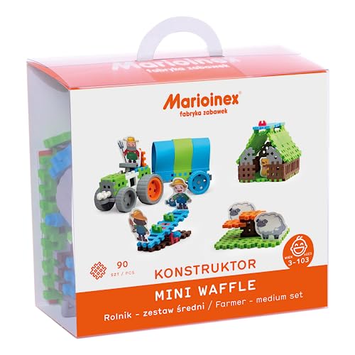 Marioinex Mini Waffel mittleres Set 90 Stück- Waffelblöcke bausteine, Sensorik Spielzeug- Montessori Spielzeug ab 4 Jahre, Steckbausteine Kinder - Ostergeschenke Kinder von Marioinex