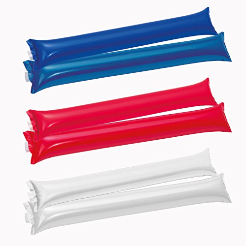 6 (3x 2) Klatschstangen / aufblasbar/ Farbe: je 2x blau, rot und weiß von Markenlos