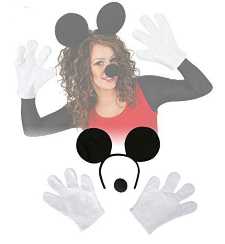 Comic-Maus Set, 4-tlg., Handschuhe, Harreif und Nase Comic-Maus Set, 4-tlg., Handschuhe, Harreif und Nase von Markenlos
