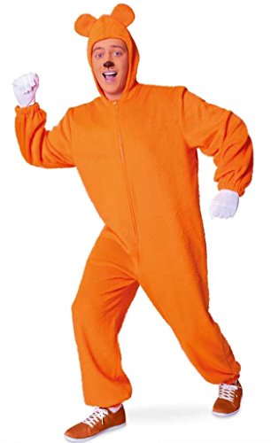 Kostüm "BÄRLI OVERALL" Plüsch Overall mit Kapuze in orange in Gr. M & XL (Medium) von Markenlos