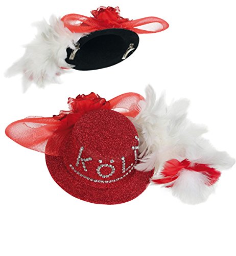 Markenlos Minihut Köln, Rote Funken Fascinator, Karnevalshut, Rot, Damen, Karneval von Markenlos