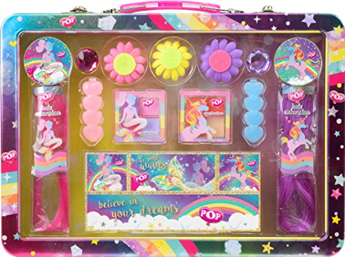 POP Schminkkoffer: Du bist magisch schön - Beauty Koffer mit 2 Lidschattenpaletten, Haarschmuck, verschiedenen Extensions und Stickerbogen von MARKWINS