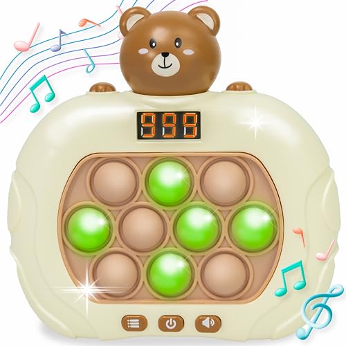 Marlo & Buzz Fast Push Game Toy with Popit Game Controller, Pop Fidget Animal with LED Screen - Sensory and Memory Console, Quick Bubble Light Toy, Pocket Games (Bär) von Marlo & Buzz