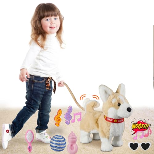 Corgi Walking Puppy Bellen & Singen, Tanzen mit Leine, Wackeln Schwanz, Elektronischer Roboter Hund Plüsch Stofftier für Kinder Corgi Walking Puppy Bellen & Singen, Tanzen mit Leine, Wackeln Schwanz, Elektronischer Roboter Hund Plüsch Stofftier für Kinder von Marsjoy