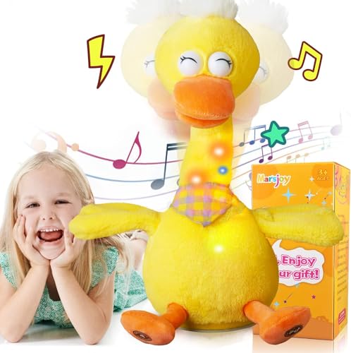 Marsjoy 13" sprechende tanzende Ente, wiederholen, was Sie Sagen, imitieren, Aufnahme, Plüsch, Babyspielzeug, musikalische englische Lieder, singen, sprechen, Leuchtend, animiert von Marsjoy