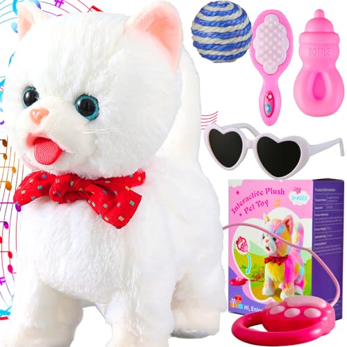 Marsjoy White Leash Walking Cat Set Interactive Talking Cat Singing Dancing Kitten Mimicking Repeat What You Say Kitty Touch and Voice Control Nodding Wagging Tail Plush Electric Kitty for Kid Girl Marsjoy White Leash Walking Cat Set Interactive Talking Cat Singing Dancing Kitten Mimicking Repeat What You Say Kitty Touch and Voice Control Nodding Wagging Tail Plush Electric Kitty for Kid Girl von Marsjoy