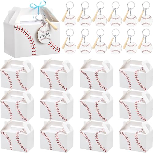 Marspark 12 Sets Baseball-Leckerli-Snack-Geschenkboxen mit Holz-Baseball-Schlüsselanhänger, Partyzubehör, Mini-Ball, Fledermaus-Dekorationen, Süßigkeiten, Goodie, Kekse, Taschen, Sport, Geburtstag Marspark 12 Sets Baseball-Leckerli-Snack-Geschenkboxen mit Holz-Baseball-Schlüsselanhänger, Partyzubehör, Mini-Ball, Fledermaus-Dekorationen, Süßigkeiten, Goodie, Kekse, Taschen, Sport, Geburtstag von Marspark