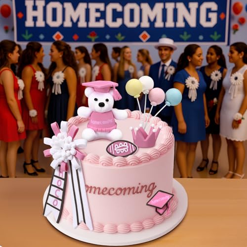 Marspark 9 Stück Homecoming Mum Supplies Homecoming Party Dekorationen Tonbär Kuchen Topper Set mit Wolkenballon für Schulanfang Woche Geburtstag Hochzeit Tanzparty von Marspark