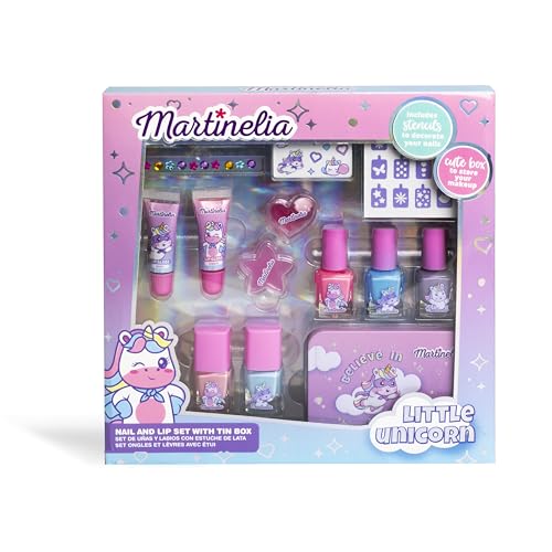 MARTINELIA Schönheits-Set Einhorn für Kinder – Make-up-Set für Mädchen: 5 Nagellack + 2 Lipgloss + 1 Metallbox + Zubehör und Schablonen für Nail Art – Geschenk für Mädchen ab 3 Jahren MARTINELIA Schönheits-Set Einhorn für Kinder – Make-up-Set für Mädchen: 5 Nagellack + 2 Lipgloss + 1 Metallbox + Zubehör und Schablonen für Nail Art – Geschenk für Mädchen ab 3 Jahren von Martinelia