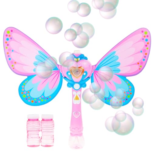 Bunten Schmetterling Seifenblasen-Maschine Märchenhafte Seifenblasen-Maschine Seifenblasenmaschine mit Musik, für Mädchen, Kinder, magischer Seifenblasenstab, Spielzeug für Outdoor, Party, Geburtstag von Martom